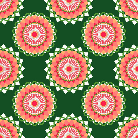Seamless pattern with abstract circle on green backgroundのイラスト素材