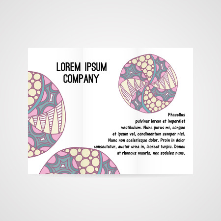Abstract vector brochure with hand drawn ornament in bright colorsのイラスト素材