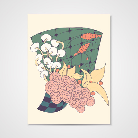 Card with abstract floral pattern in bright colorsのイラスト素材