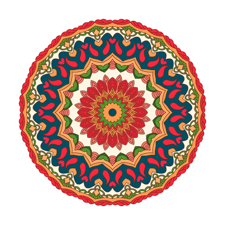 Abstract hand drawn ornament in bright colors. Mandala.のイラスト素材