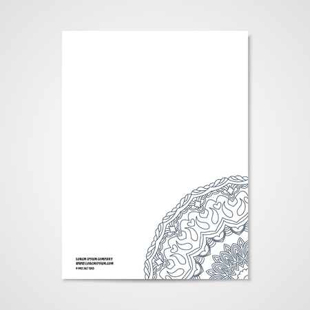 Graphic design letterhead with hand drawn outline ornamentのイラスト素材