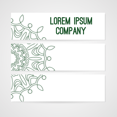 Banners with hand drawn ornament. Vector illustration.のイラスト素材