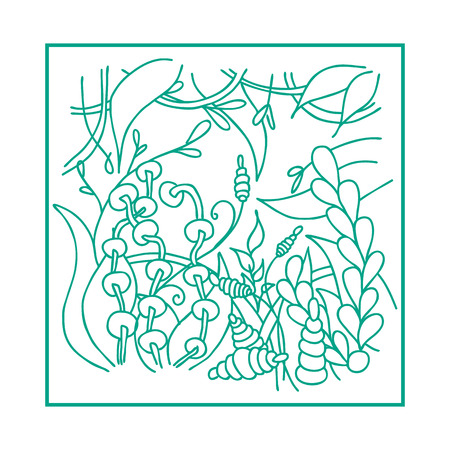 Poster with hand drawn abstract floral patternのイラスト素材