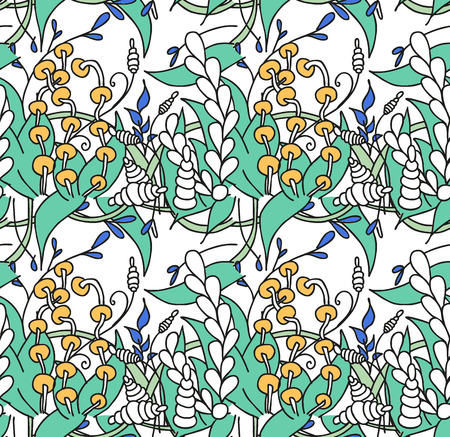Seamless with hand drawn abstract floral patternのイラスト素材