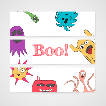 Design of brochure with abstract monsters pattern. Vector illustration.のイラスト素材