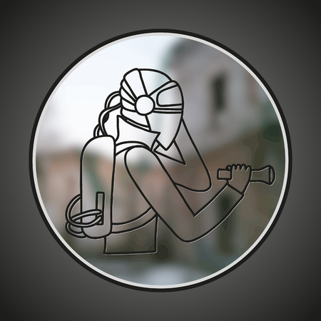 SIng of man in protective suit. Vector illustration.のイラスト素材