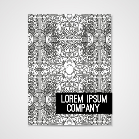 Poster with hand drawn doodle pattern. Abstract print on cover of magazine or cd.のイラスト素材