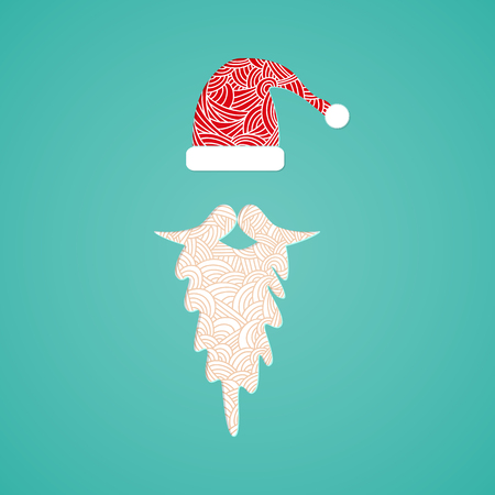 Accessories Santa Claus - hat and beard. Christmas collection. のイラスト素材