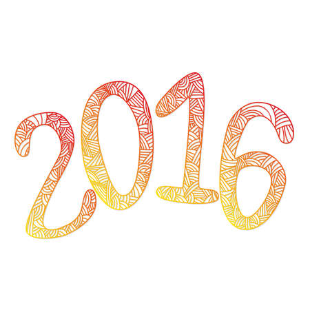 Happy new 2016 year. Letters with doodle abstract pattern. Christmas collection. のイラスト素材