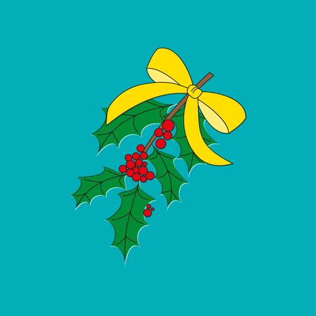 Abstract mistletoe with red bow. Christmas collection. のイラスト素材