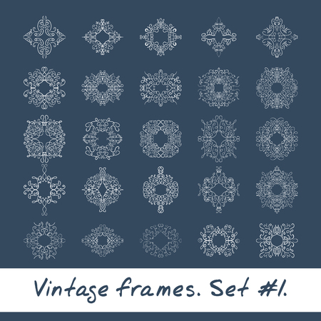 Set of round frames. Nine decorative elements for logo design with stripes braiding borders.のイラスト素材