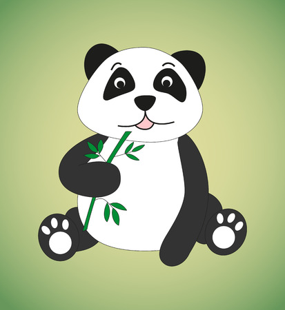 Panda with sprig of bamboo. Vector illustration.のイラスト素材
