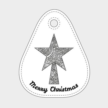 Toys on christmas tree - star. Christmas collection. Doodle stylized vector illustration.のイラスト素材