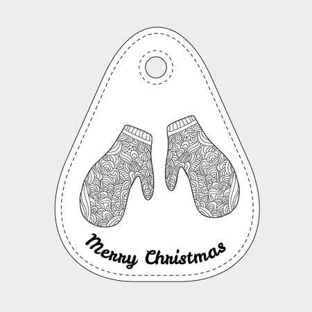 Toys on christmas tree - gloves. Christmas collection. Christmas collection. Doodle stylized vector illustration.のイラスト素材