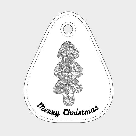 Absrtact floral christmas tree background. Doodle illustration.のイラスト素材