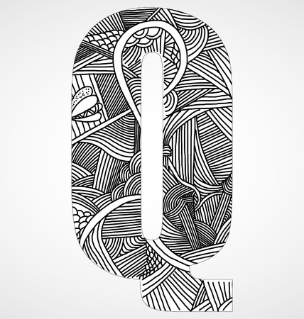 Letter "Q" from doodle alphabetのイラスト素材