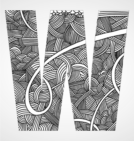 Letter "W" from doodle alphabetのイラスト素材