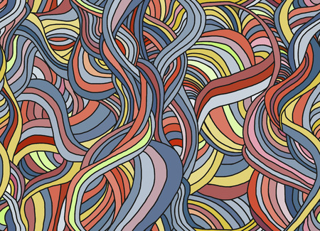Seamless abstract hand-drawn pattern with waves in bright colorsのイラスト素材