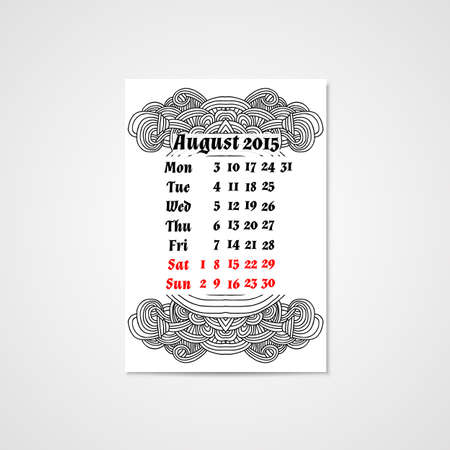 Calendar design with doodle abstract pattern.のイラスト素材