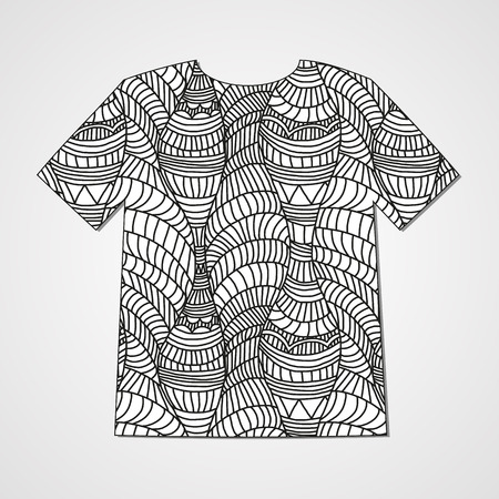 Hand drawn doodle pattern. Abstract print on a T-shirt.のイラスト素材