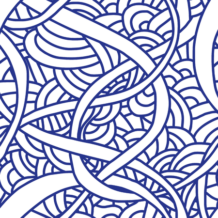 Abstract seamless patterns. Monochrome backgrounds with linear doodles, scales, diagonal waves, hand drawn graphics made with graphics tablet. Vector Illustration.のイラスト素材