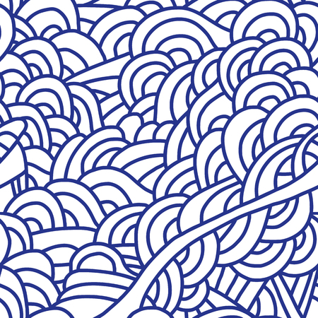 Abstract seamless patterns. Monochrome backgrounds with linear doodles, scales, diagonal waves, hand drawn graphics made with graphics tablet. Vector Illustration.のイラスト素材