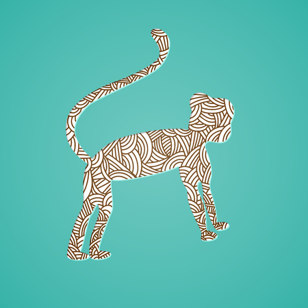 Happy chinese new year of the monkey. Abstract doodle pattern. Christmas collection. Vector illustrationのイラスト素材