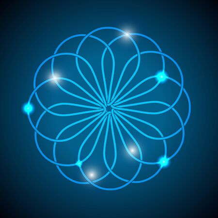 Abstract background with light geometrical mandala. Vector illustration.のイラスト素材
