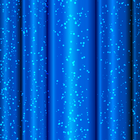 Blue satin waves with tinsel. Blue background. Vector illustrationのイラスト素材