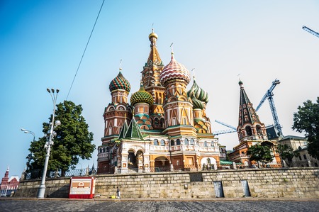 Moscow, Russia - July 2016. Cathedral of Vasily the Blessed on Red Square.のeditorial素材