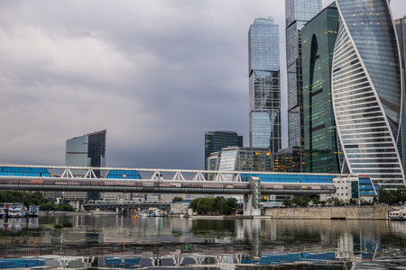 Skyscrapers of Moscow city business center in evening.の写真素材