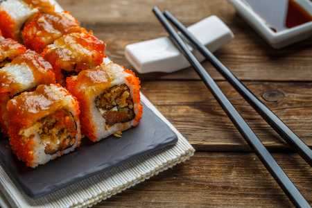 Delicious fresh rolls closeupの写真素材