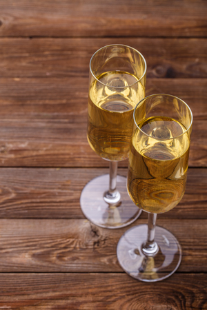 Romantic evening with wine glassesの写真素材