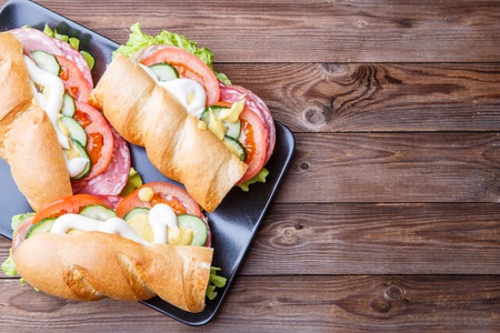 Bread with sausage and vegetables