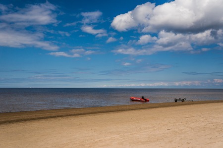 Sand beach with clouds.の写真素材