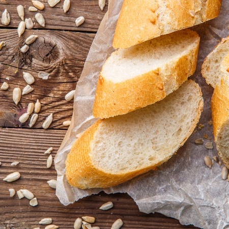 Picture of baguette on tableの写真素材