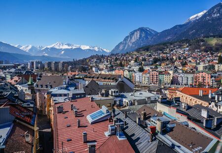 View of the city of Innsbruck from the roof.の写真素材