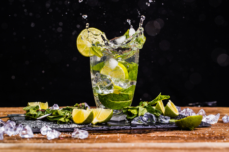 Glass with mojito, lime, mintの写真素材