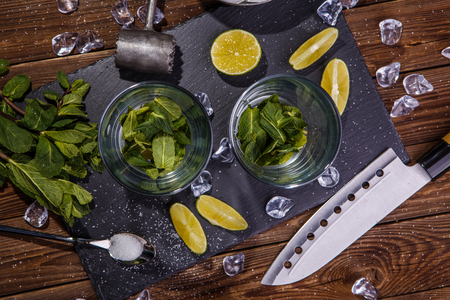 Ingredients for mojito , pictured aboveの写真素材