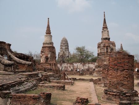 Ayutthaya temple ruins, Wat Maha That Ayutthaya as a world heritage site, Thailand.の写真素材