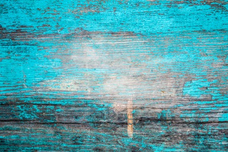 Wooden wall , cracked blue paintの写真素材