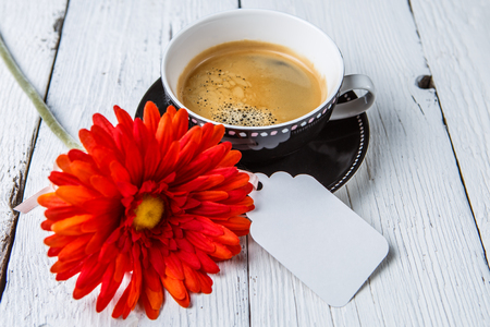 Gerber, coffee with clean postcardの写真素材