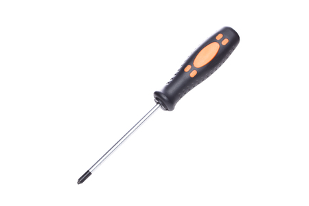 Black and orange screwdriver isolated on white backgroundの写真素材
