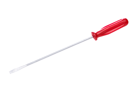 Red screwdriver isolated on white backgroundの写真素材
