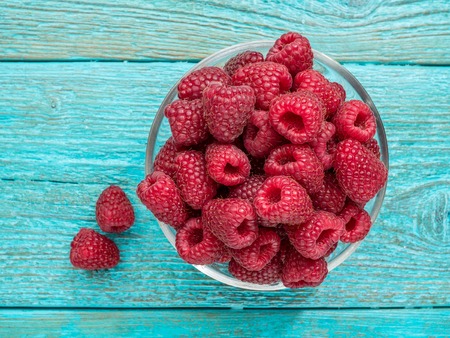 Fresh raspberry in a glasses bowl