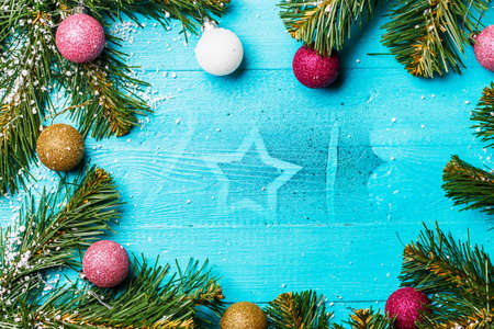 Photo of New Years wooden blue table
