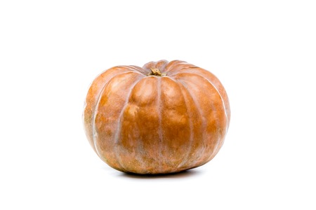 Orange pumpkin on white isolated backgroundの写真素材