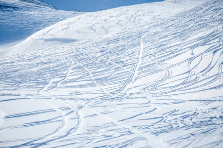 Snow surface with ski in winterの写真素材