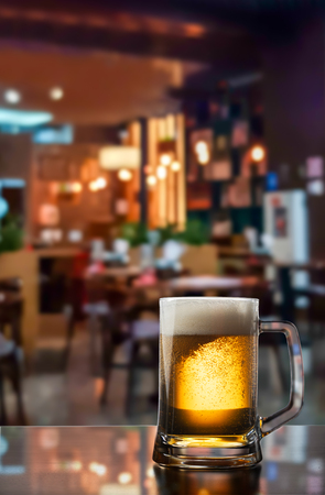 Frosty mug of light beerの写真素材