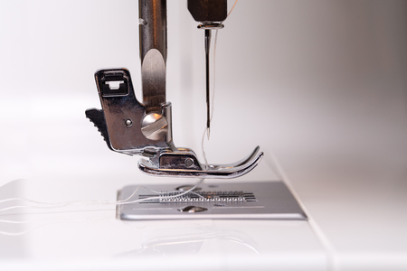 Closeup the sewing machine.